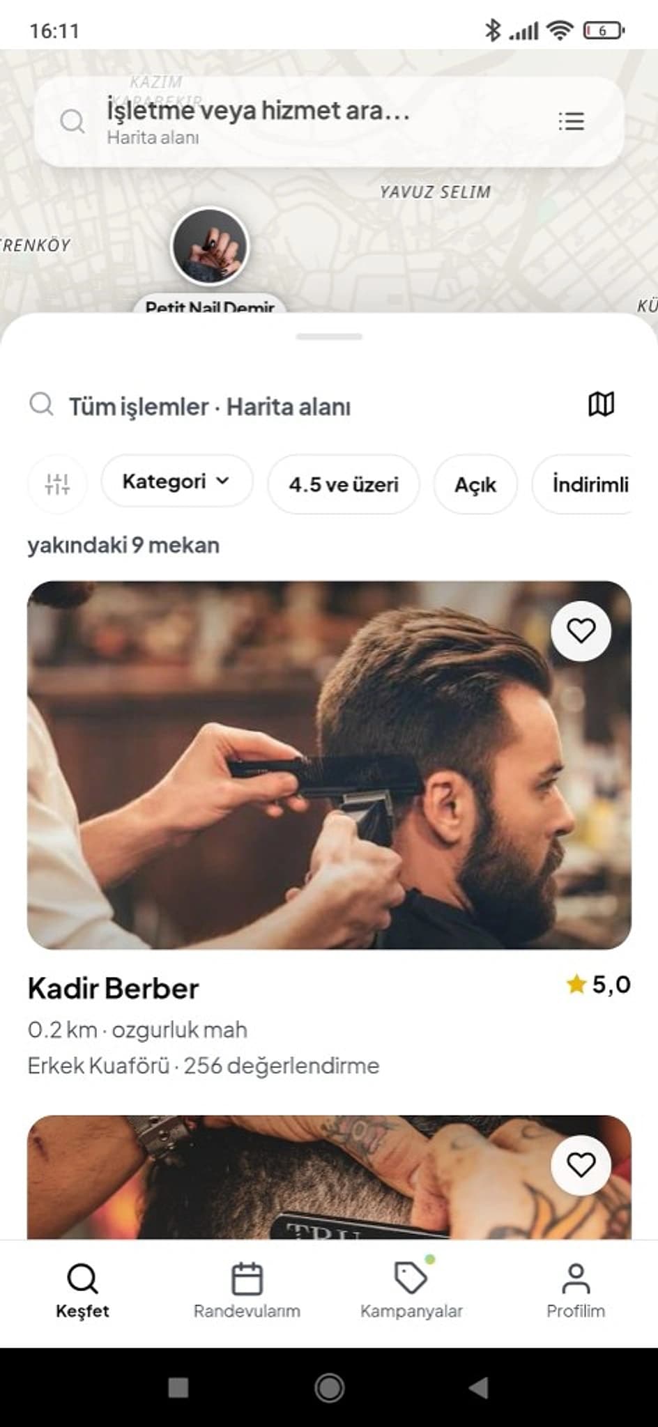 Sıradaki Randevu — haritada yakındaki işletmeler